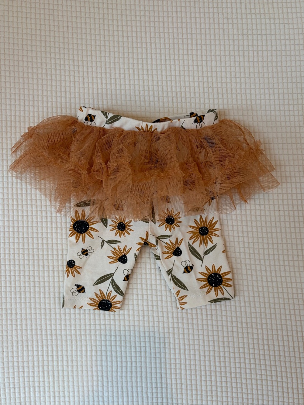 Sunflower Bee Print Cotton Blend Tutu Leggings